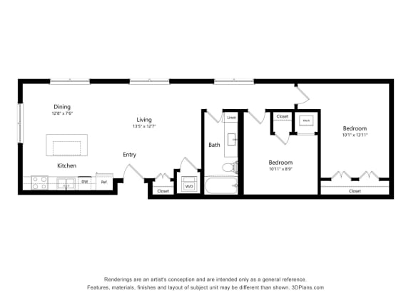 Floor Plan  UnitNumber6271-203_2BD_FloorPlanType_2IVat Upper Post Flats, Fort Snelling, 55111