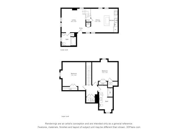 A floor plan of a two-story house with a living room, dining room, kitchen, two bathrooms, a balcony, and a basement.