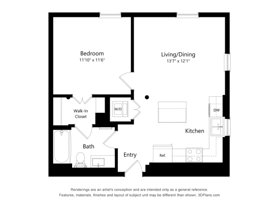 Dominium_UpperPostFlats_UnitNumber6491-101_1BD_2D_FloorPlanType1Jat Upper Post Flats, Fort Snelling, 55111