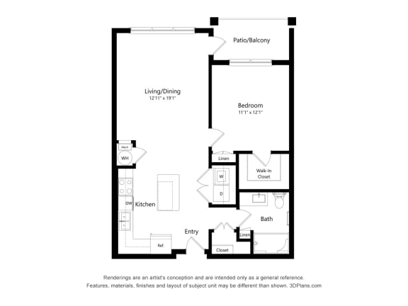 A2 Floor Plan Blueprint at Willow Place 55+ Apartments, McDonough, 30253