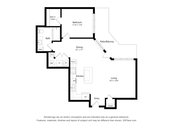 A3 Floor Plan Blueprint at Willow Place 55+ Apartments, McDonough, GA
