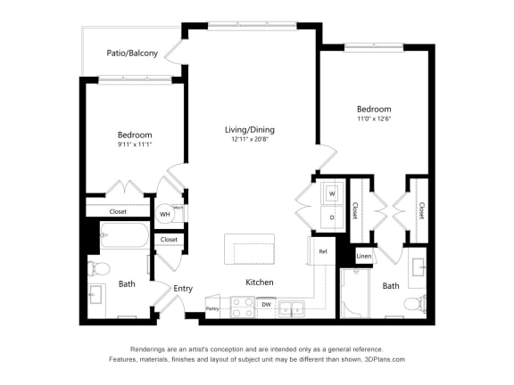 B1 Floor Plan Blueprint at Willow Place 55+ Apartments, McDonough, Georgia
