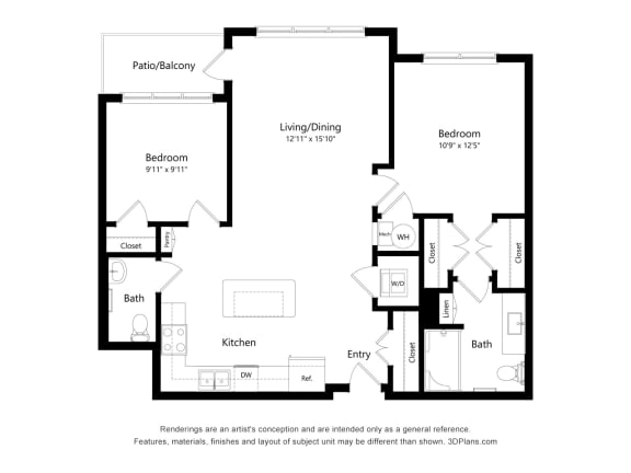 B2 Floor Plan Blueprint at Willow Place 55+ Apartments, Georgia
