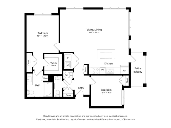 B3 Floor Plan Blueprint at Willow Place 55+ Apartments, McDonough, 30253