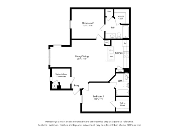 Floor Plan  Dominium_WillowCreek_2D_2Bedroom