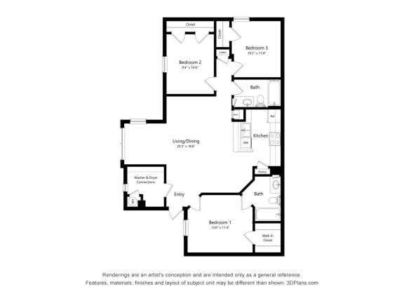 Floor Plan  Dominium_WillowCreek_2D_3Bedroom