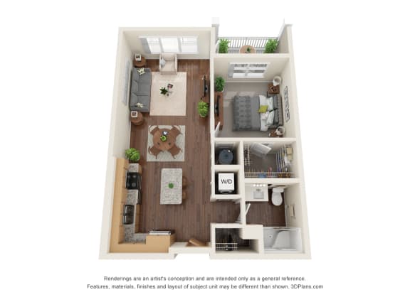 Floor Plan  A1 Floor Plan at Willow Place 55+ Apartments, Georgia, 30253