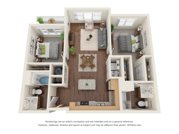 Floor Plan  B1 Floor Plan at Willow Place 55+ Apartments, McDonough, 30253