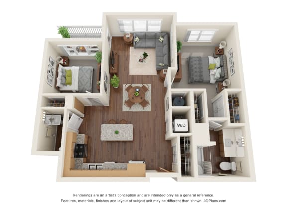 Floor Plan  B2 Floor Plan at Willow Place 55+ Apartments, McDonough