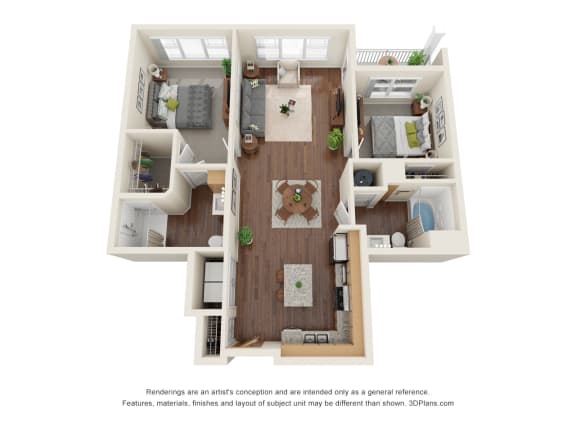 Floor Plan  B3a Wheelchair Accessible Floor Plan at Willow Place 55+ Apartments, Georgia, 30253