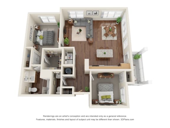 Floor Plan  B3 Floor Plan at Willow Place 55+ Apartments, McDonough, GA