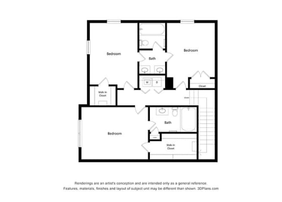 3 Bedroom Floor Plan at Capitol Crossing, Austin, 78744