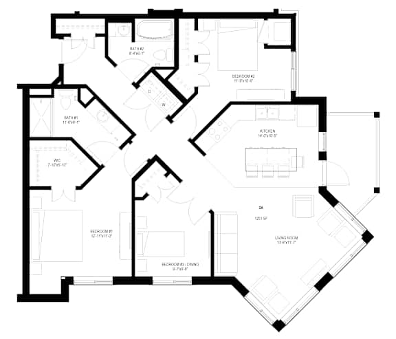 Three Bedroom - A Floorplan at The Grainwood Senior Apartments, Prior Lake