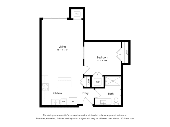 1A Floor Plan at Legacy Commons at Signal Hills 55+ Apartments, Minnesota, 55118
