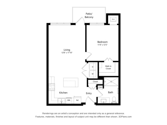 1D Floor Plan at Legacy Commons at Signal Hills 55+ Apartments, West St. Paul, Minnesota