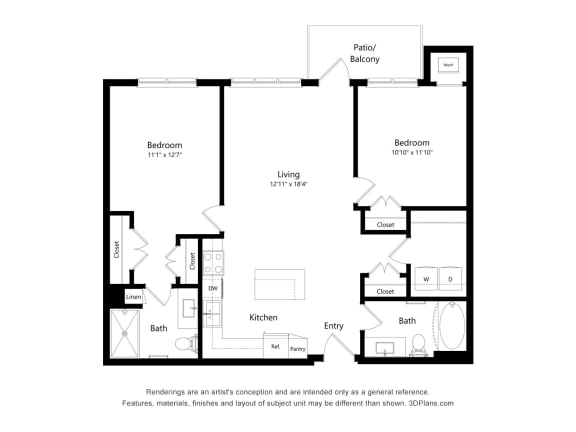 2B Floor Plan at Legacy Commons at Signal Hills 55+ Apartments, Minnesota, 55118