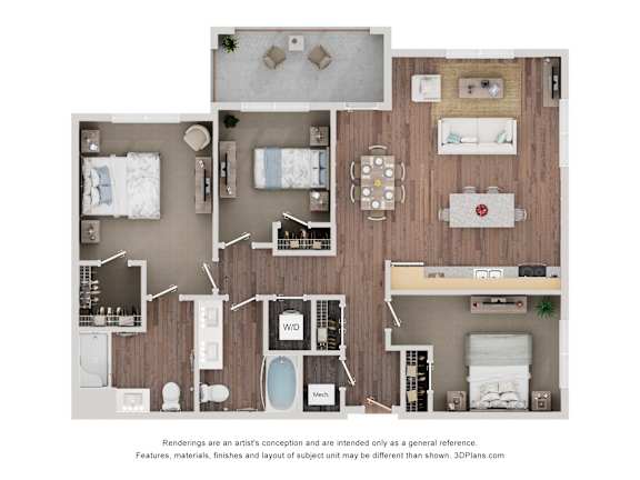 3 bed 2 bath A at Maison at Solivita Marketplace Apartment Homes, Kissimmee, 34758