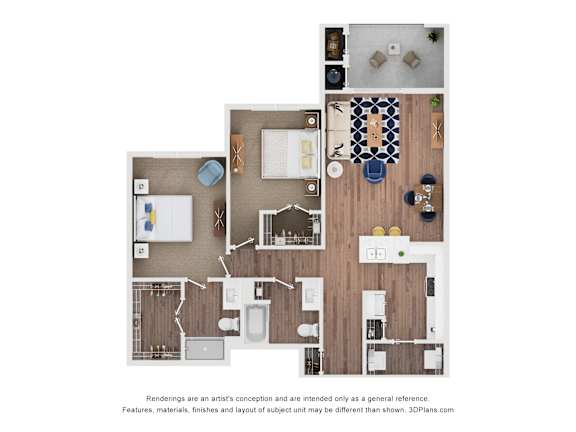 Dorsey Floor Plan at Pacana Park 55+ Apartments, La Porte