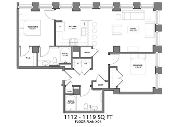 a floor plan of a house with a bedroom and a living room