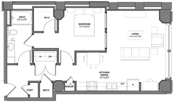 IBB6 Floorplan at Arcade Apartments, St Louis, MO