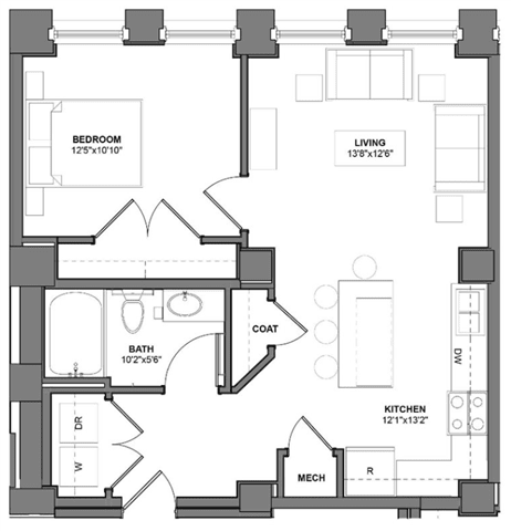 IF6 Floorplan at Arcade Apartments, Missouri, 63101