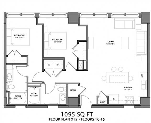 IIE6 Floorplan at Arcade Apartments, St Louis, MO, 63101