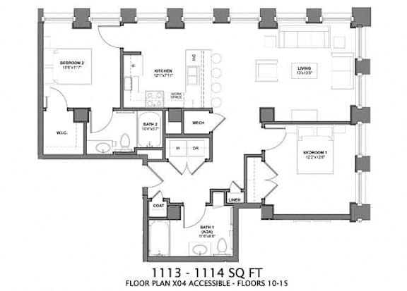 IIEM3 Floorplan at Arcade Apartments, St Louis, MO, 63101