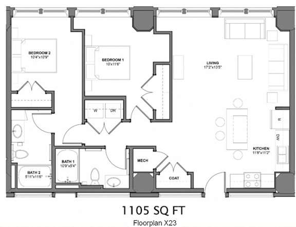 IIF6 Floorplan at Arcade Apartments, St Louis