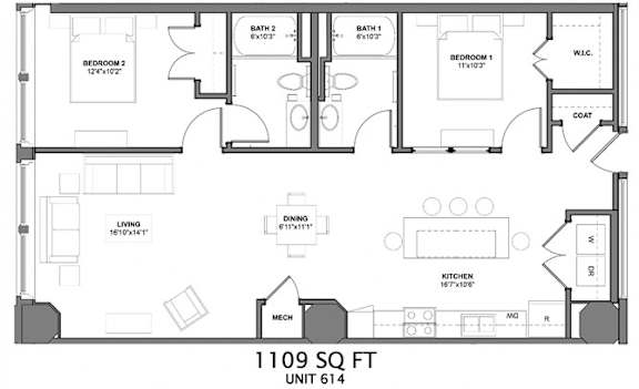 IIH6 Floorplan at Arcade Apartments, St Louis, Missouri