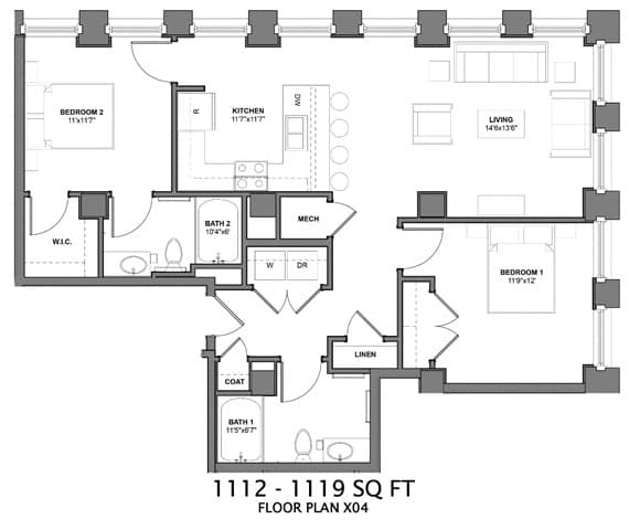 IIK6 Floorplan at Arcade Apartments, St Louis, MO, 63101