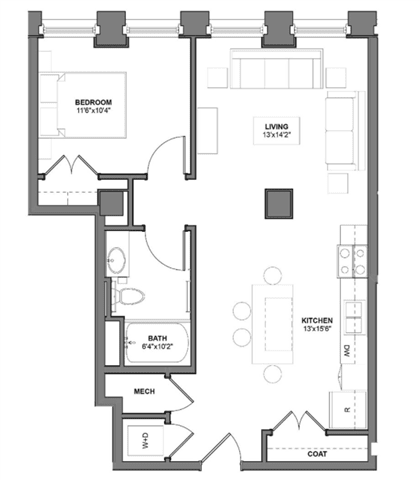 IL6 Floorplan at Arcade Apartments, St Louis, MO, 63101