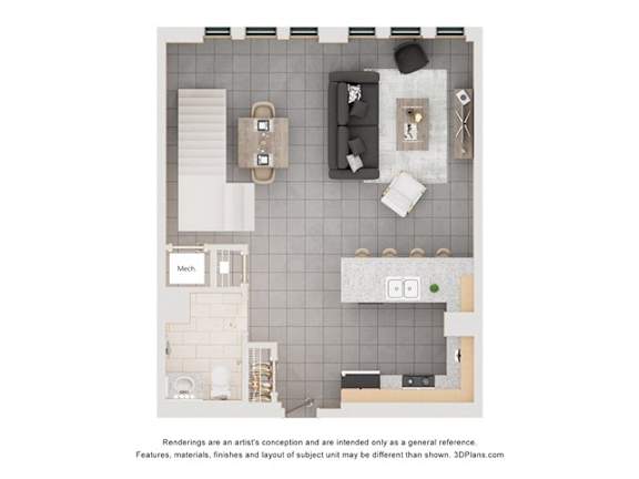 IUM1 Floorplan at Arcade Apartments, St Louis, MO, 63101