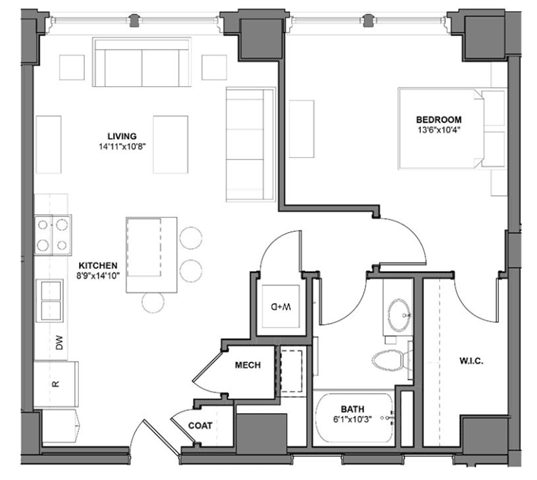 IW6 Floorplan at Arcade Apartments, St Louis, MO, 63101