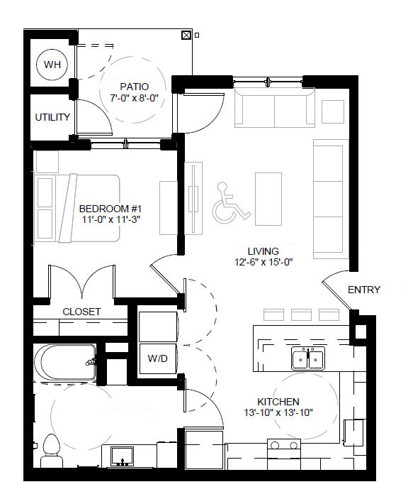 Timbers at Hickory Tree 1 Bedroom_1A