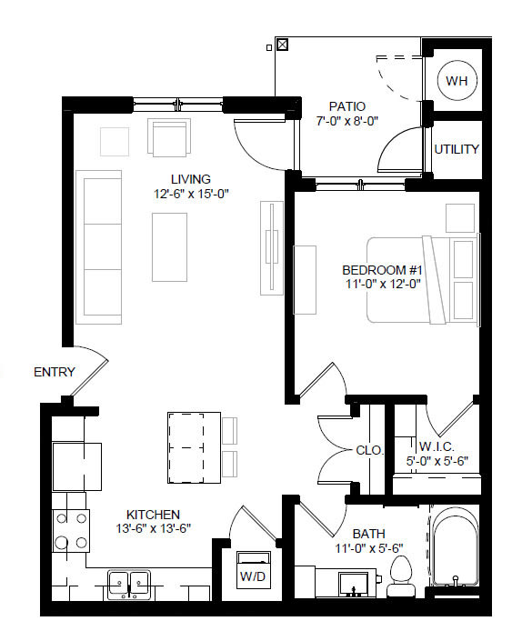 Timbers at Hickory Tree 1 Bedroom_1B