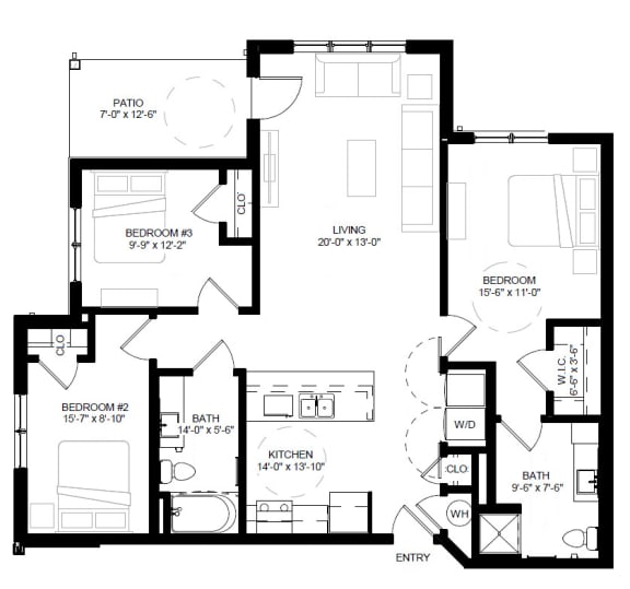 Timbers at Hickory Tree 2 Bedroom_3A