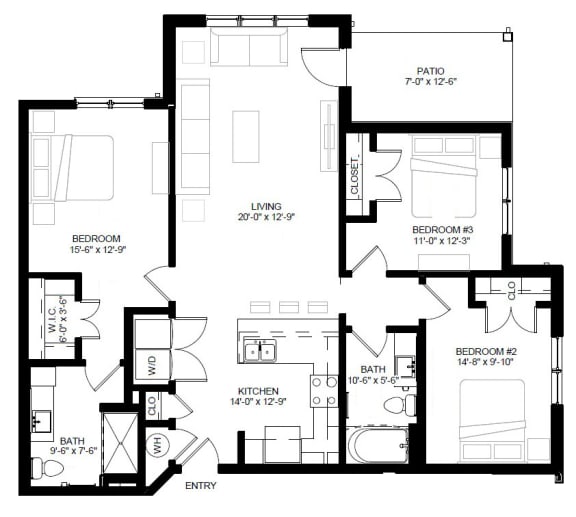 Timbers at Hickory Tree 2 Bedroom_3B