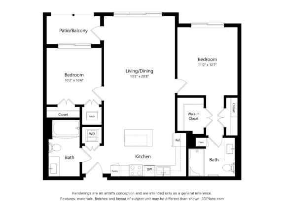 2A Floor Plan Blueprint at Osprey Park 62+ Apartments, Florida, 34758