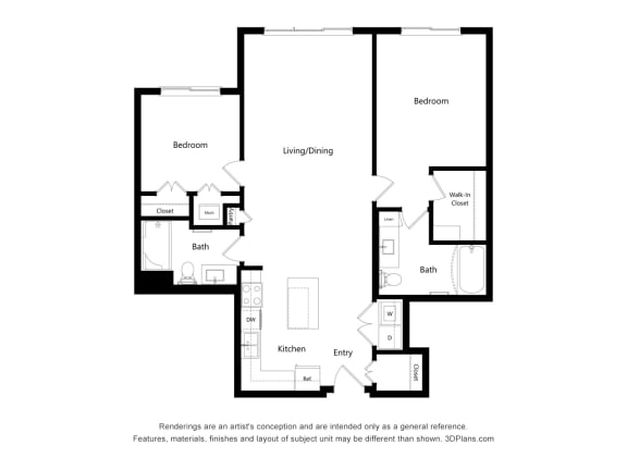 2B Floor Plan Blueprint at Osprey Park 62&#x2B; Apartments, Kissimmee, 34758