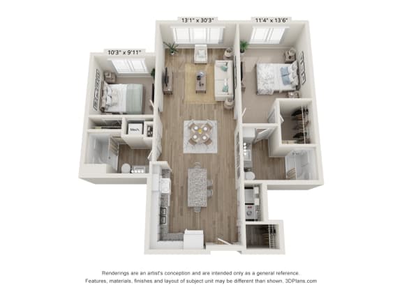 Floor Plan  2B Floor Plan at Osprey Park 62&#x2B; Apartments, Kissimmee, Florida