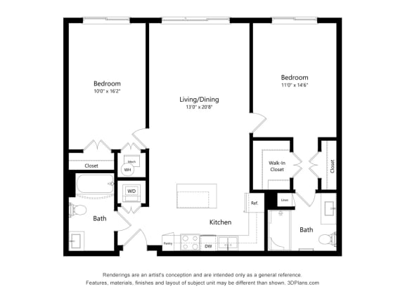 2C Floor Plan Blueprint at Osprey Park 62&#x2B; Apartments, Kissimmee