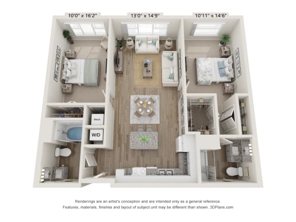 Floor Plan  2C Floor Plan at Osprey Park 62&#x2B; Apartments, Florida
