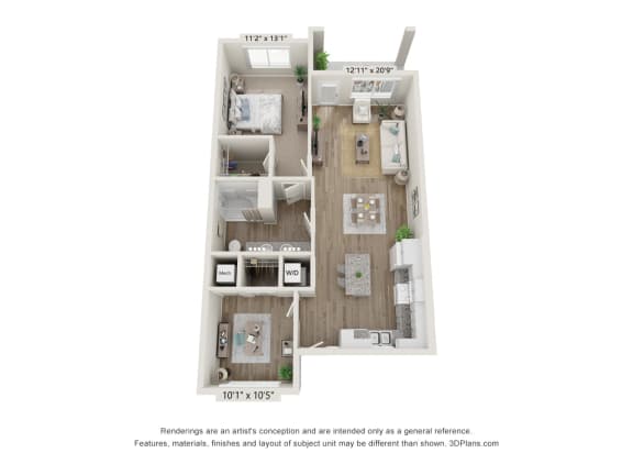2T - Cottage Floor Plan at Osprey Park 62+ Apartments, Kissimmee, FL, 34758