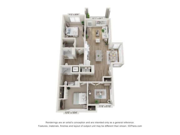 3TA - Cottage Wheelchair Accessible Floor Plan at Osprey Park 62+ Apartments, Kissimmee, Florida