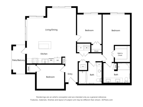 3AV ADA Floor Plan Blueprint at Osprey Park 62&#x2B; Apartments, Florida, 34758