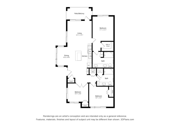 3TAV ADA Floor Plan Blueprint at Osprey Park 62+ Apartments, Kissimmee, 34758