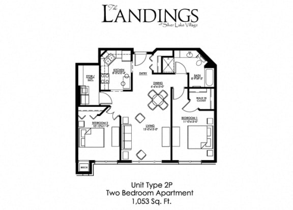 Floor Plan  2 Bedroom Floor Plan