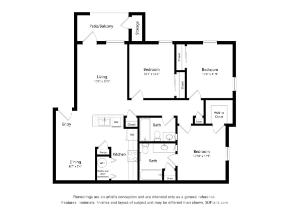 Floor Plan  3 bed 2 bath at Rosemont at Mayfield Villas, Texas