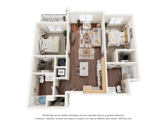 2 bed 2 bath B at Shannon Reserve 55+ Apartments, Union City, GA