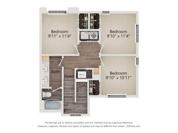4A Four Bedroom Two Bathroom Floorplan at Sidney Village, Arizona 85326